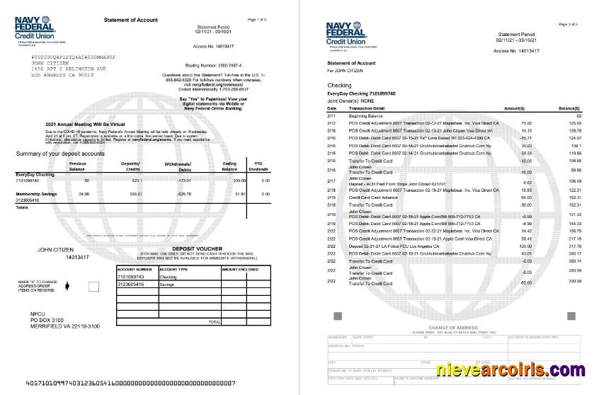 USA Navy Federal 5 pages excel pdf